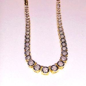 10k yellow gold vermeil Real Diamond Tennis Chain for Mother’s Day gift, bridal